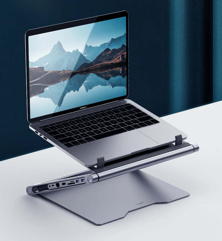 8-in-1 Laptop Docking Station and Stand - Ergonomic Design