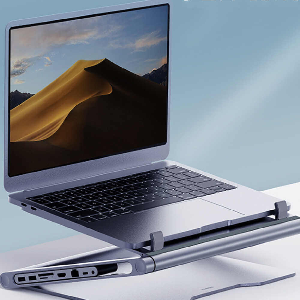 8-in-1 Laptop Docking Station and Stand - Ergonomic Design